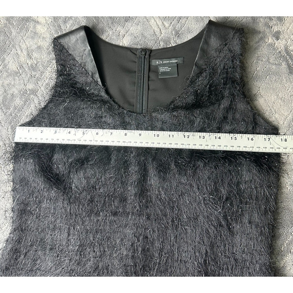 Armani exchange Little Black Dress. Leather accents and sparkly Fringe. Unique! - Picture 4 of 16